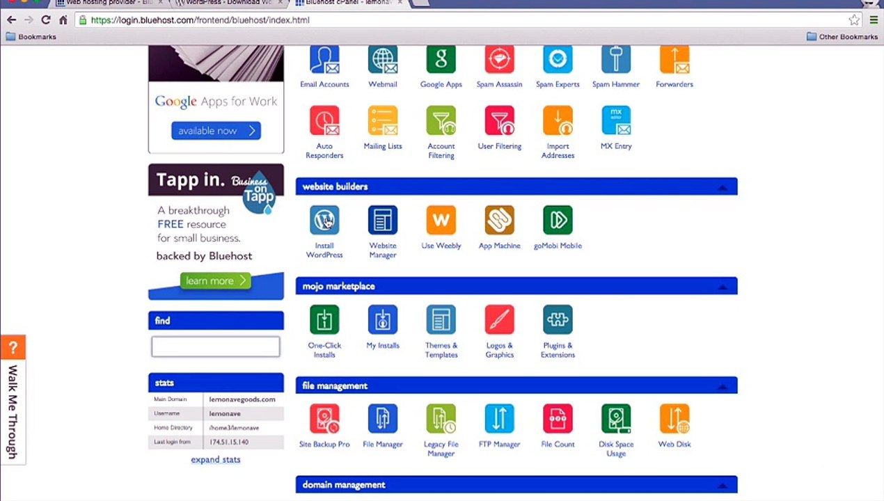 Creating your database, downloading WordPress and starting the install
