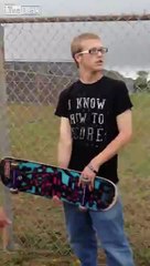 Classic bullier, picking on a skateboarder half his size