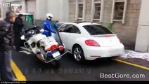 Female Asian Driver Going the Wrong Way Down One Way Street vs Korean Policeman