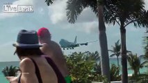 KLM 747 terrace view landing St Maarten