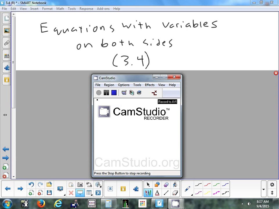 3.4 Solving Equations with Variables on Both Sides - 9-4-15