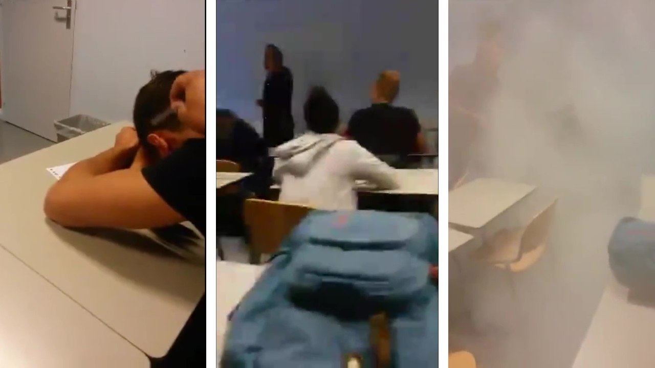 Un prof réveille son élève avec un extincteur