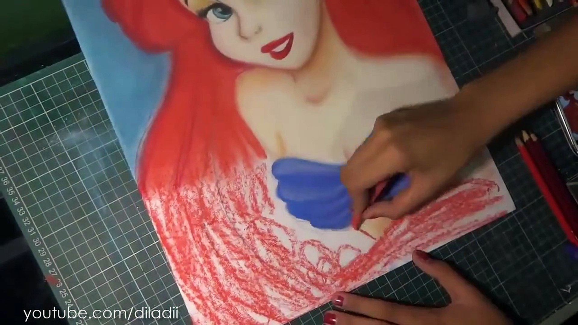 Speed Drawing Ariel The Little Mermaid Diana Diaz Video Images, Photos, Reviews