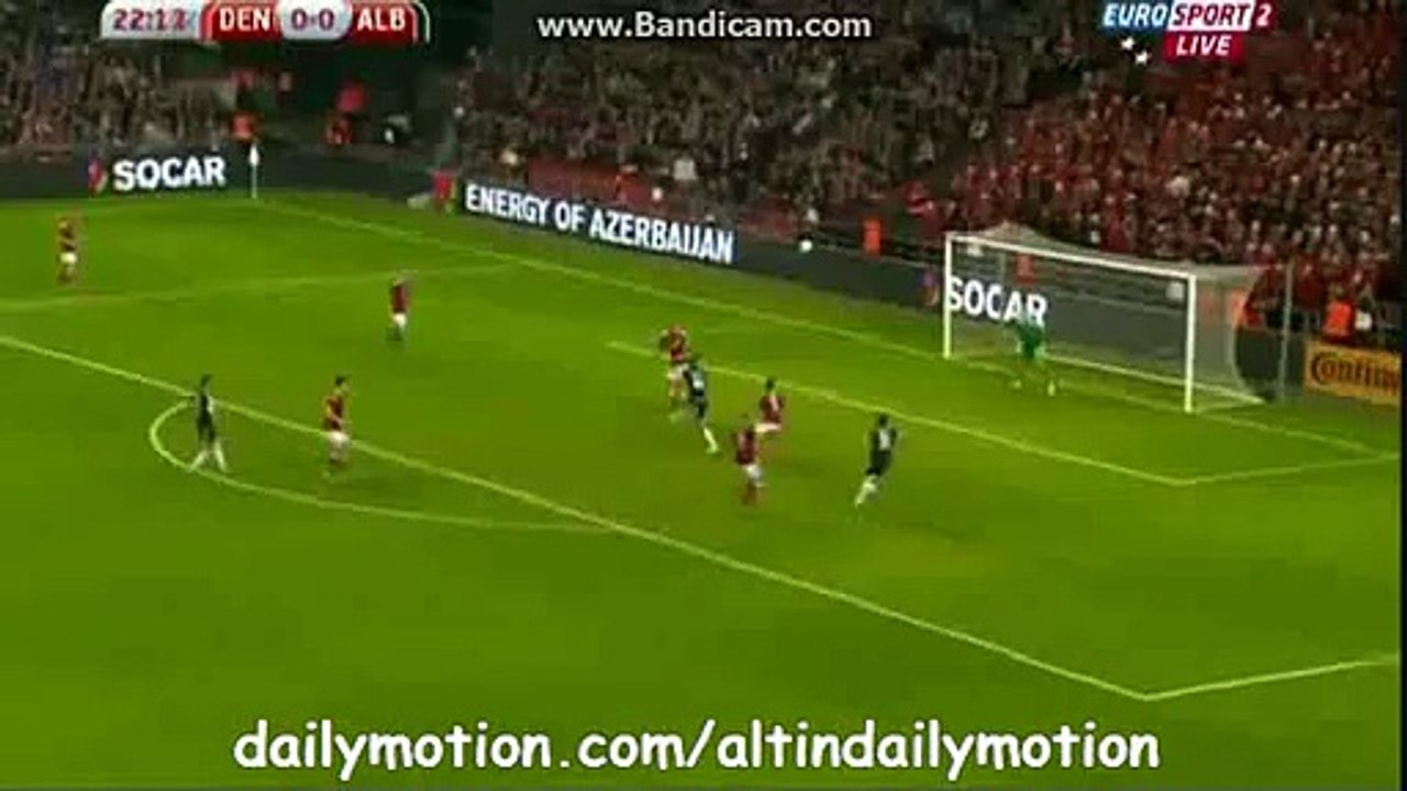 Cikalleshi Amazing Header Chance - Denmark 0-0 Albania - EURO 2016- 04.09.2015