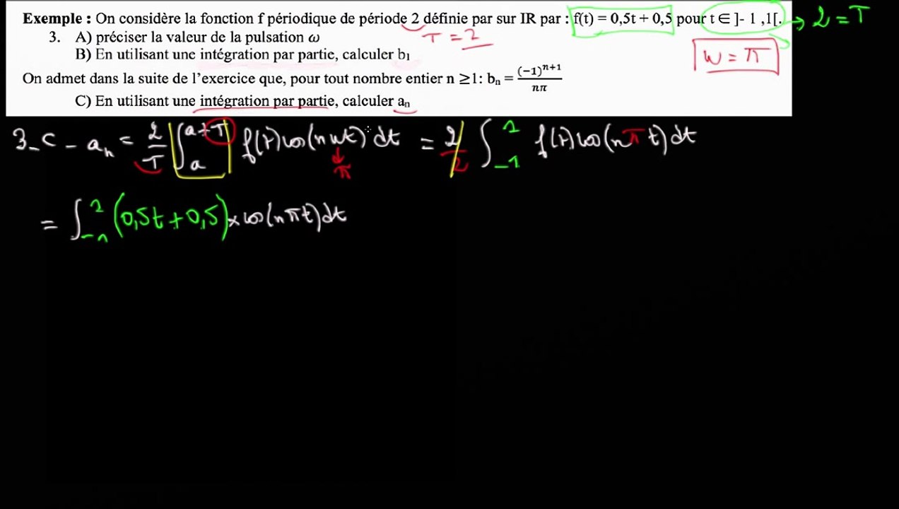 Exo de synthèse sur Parseval : 3/ C.Calcul de an -(a) intégration par partie