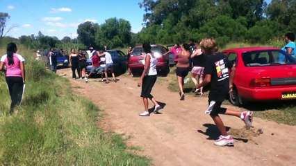 Aboriginal girls punching on.