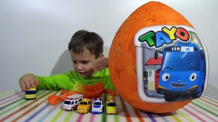Тайо автобус большое яйцо сюрприз распаковка игрушки машинки Tayo giant surprise egg with toys