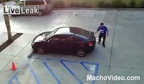 Dude stomps chicks car for cheating