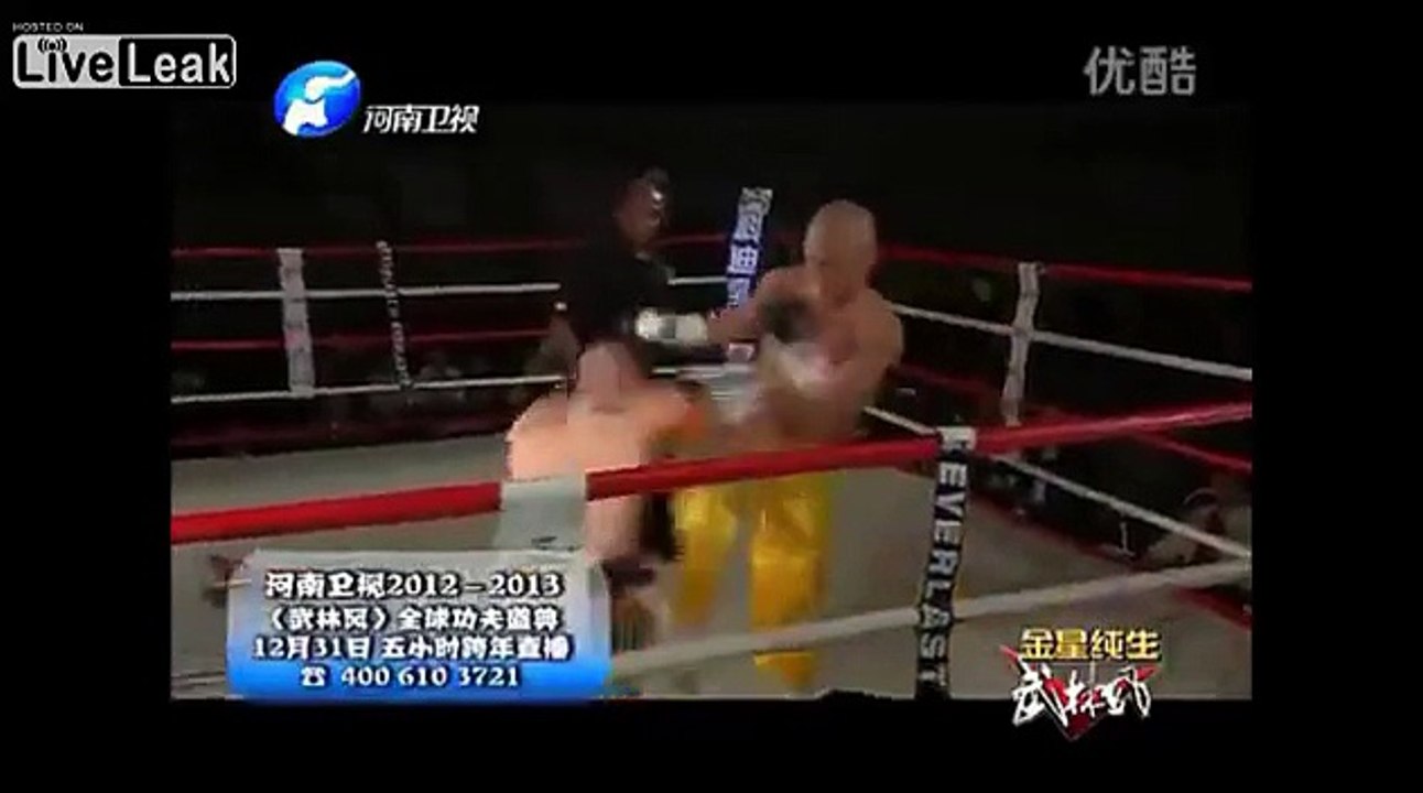 Shaolin monk knocked out by Muay Thai