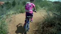 Mountain biking kid on singletrack in Colorado Springs