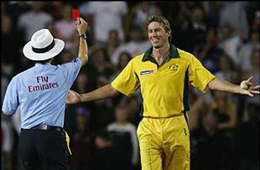Glenn McGrath gets Red Carded in Football Style!