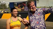 Hot Australian Hurdler Michelle Jenneke vs GTR on Top Gear with Jeremy Clarkson & ofcourse her Sexy warmup routine.