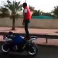 biker doing stunt collides with fellow biker