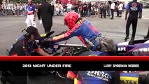 2013 Night Under Fire Larry Spiderman McBride Nitro Top Fuel Motorcycle Nostalgia Drag Racing