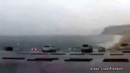 RAW VIDEO Exact moment lighning hits car on Aussie beach