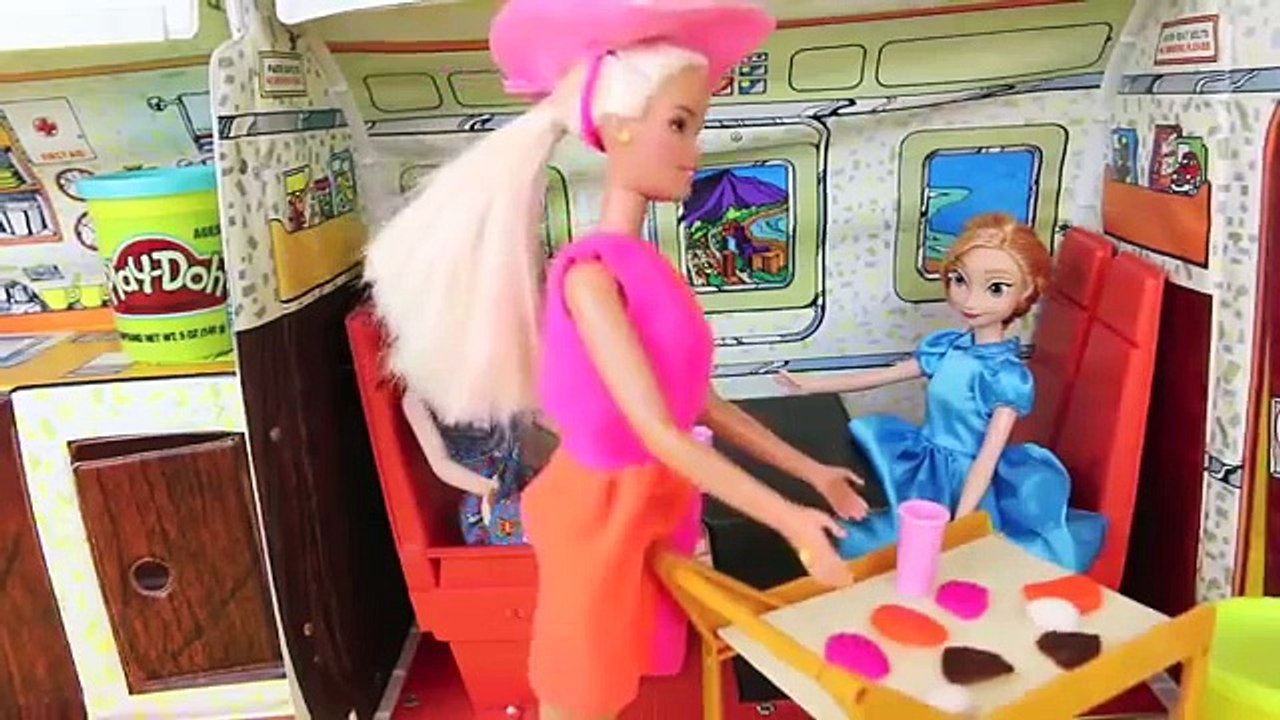 Frozen DREAM Elsa Anna Barbie Airplane Vacation Play Doh Nightmare Parody Part 2