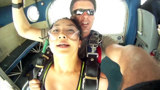 Near death airplane collision with skydiver in free fall