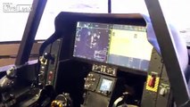 Lockheed Martin demonstrates a F-35 Lightning ll fighter jet with cockpit simulator to Lidsey Graham and invited guests