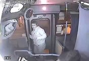 Purse snatcher gets a beating with a bat by bus driver