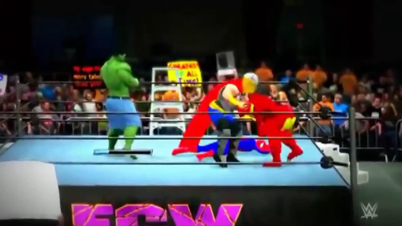 WWE 2015 SPIDER MAN VS HULK VS IRON MAN VS THOR EPIC BATTLE