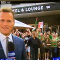NRL Sydney South's Rabbitohs Supporter goes all out on Live TV