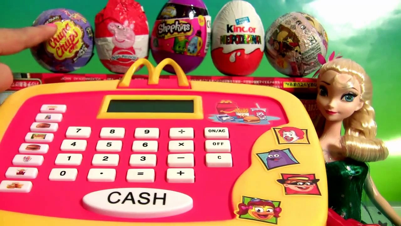 Play Doh Surprise Eggs Peppa Pig  Queen Elsa Disney Frozen Happy Meal Kids Toys