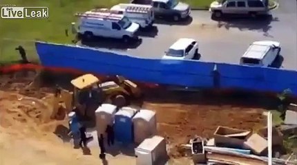 CRIMINAL Hides In Porta-Potty = COPS tip it over = yuck!