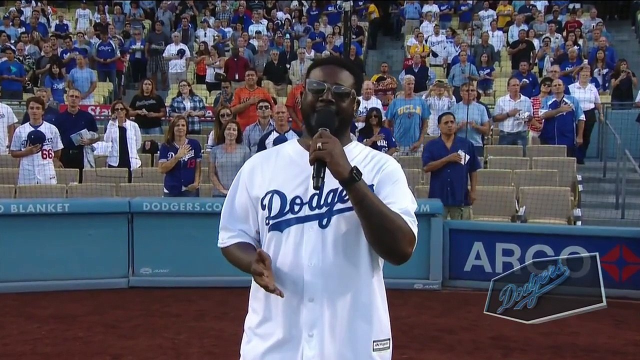 T-Pain sings National Anthem at LA Dodgers Game 8_31_15