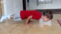 5 year old Giuliano Stroe doing 90-degree pushups.