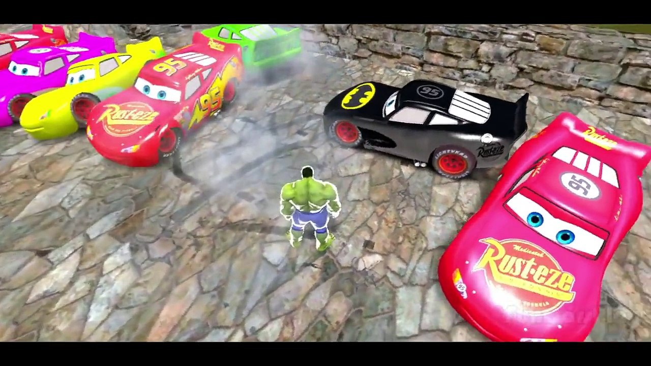 Colors Lightning McQueen! Hulk, Spiderman, Superman & Iron Man CARS SMASH PARTY! Disney Pixar Cars