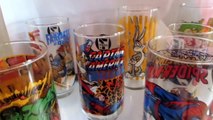 For Sale Modern Vintage 1970s Cartoon Promo Drinking Glasses Looney Tunes, Disney, Superhero, Batman