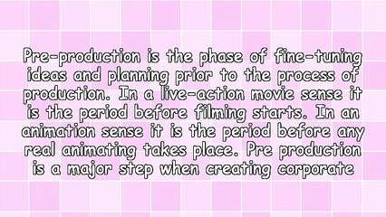 Pre Production Checklist