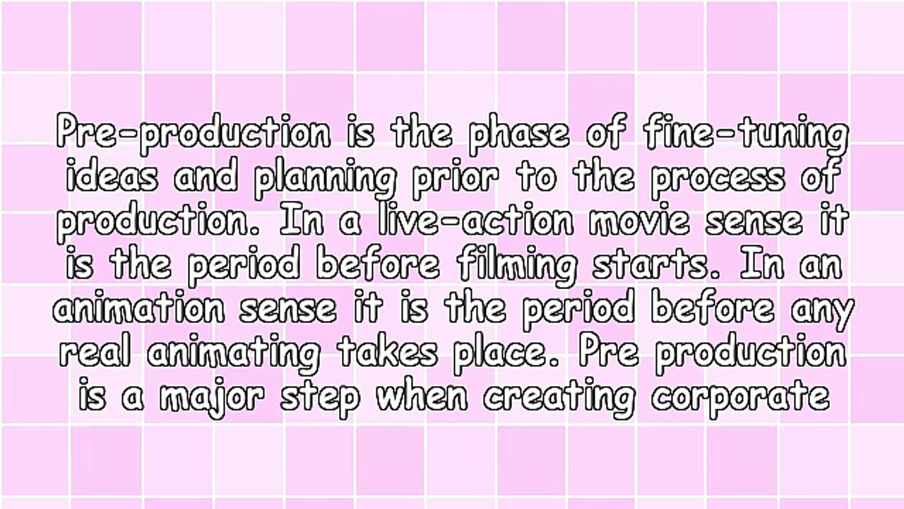 Pre Production Checklist