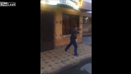 Drunk Chechen Breaks Bar Window