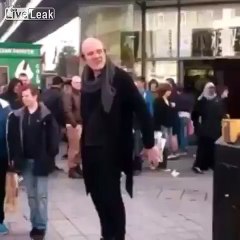 street performer gets pants pulled down lol