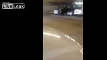Car fire, something explodes under the hood right when a Police office walks up to it