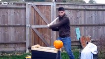 Chopping Pumpkin with Sword