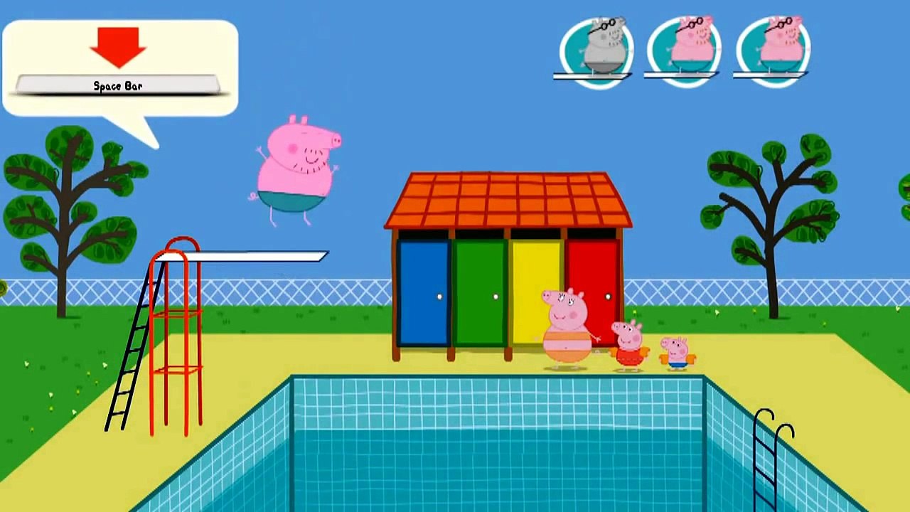 Свинка Пеппа игры для детей Прыжки в бассейн. Мультфильмы на FineBabyTV.