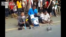 Funny busking band on the street..