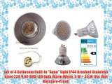 Set of 4 Bathroom Built-In Aqua light IP44 Brushed Stainless Steel 230 V 60 SMD LED Bulb Warm