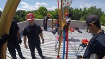 Rope Rescue Training, Patient pick-off. Window Washing equipment failure simulation.