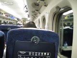 Inside a running Nozomi Shinkansen train at full speed between Kyoto and Nagoya