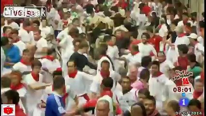 Day 1 of Pamplona Running of the bulls.