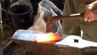 Forging titanium blacksmith tongs by Bernard Heer