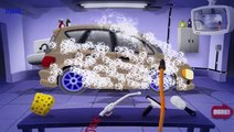 Cartoon repair machines : Car wash : Beige machine for children : Brown car for kids