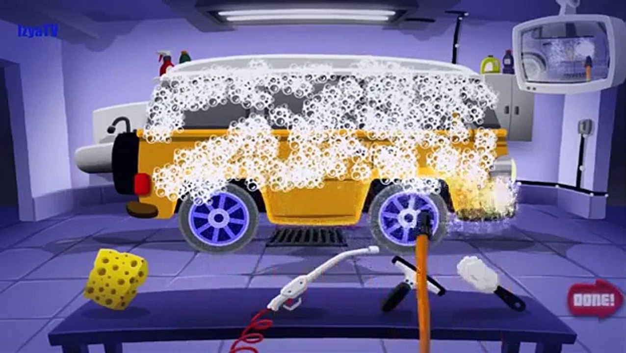 Yellow Bus : Bus wash : Cartoon about Yellow Bus : Cartoon for girls : Bus for kids