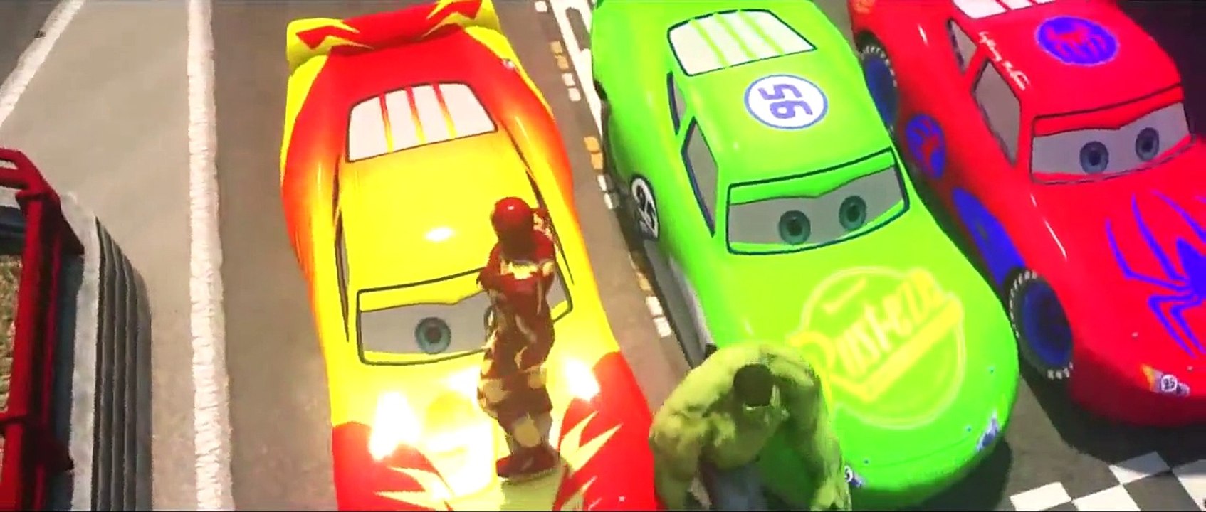 HULK, Spider-man & Iron Man Epic Race Custom Lightning Mcqueen Cars 2!