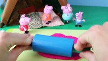 Peppa Pig Play Doh Camping Sleeping Bags Fire Pit Tent Sleepover Daddy Pig Mummy Pig DisneyCarToys