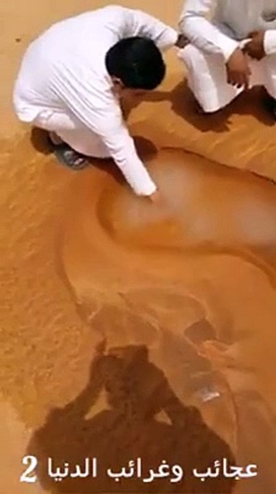 ظهور نهر في صحراء الربع الخالي بعد العاصفة الرملية الأخيرة