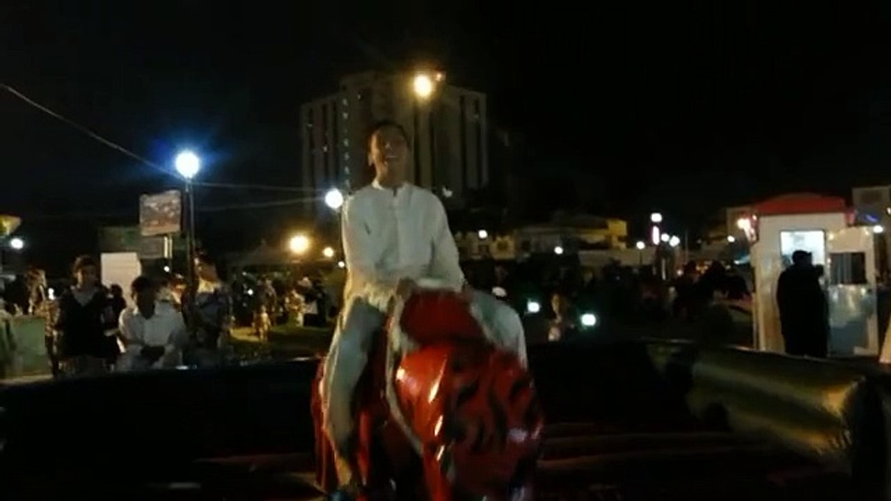 funny bull ride by a boy :P